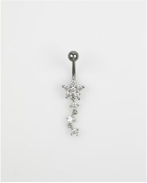 Lovisa Piercing Para El Ombligo De Titanio Con Diseño Floral Triple De Circonitas De - Blanco