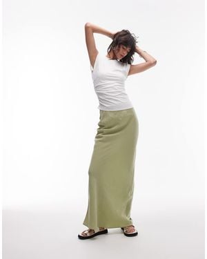 TOPSHOP Super Soft Cupro Bias Midi - Green