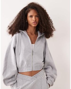 HUGO Dolpie Cropped Zip Through Co-ord Hoodie - Gray