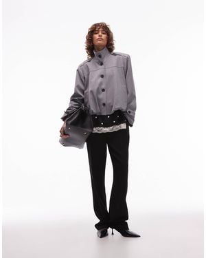 ASOS Tailored Funnel Neck Tab Detail Jacket - Gray