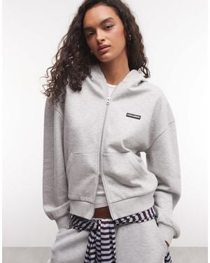 Collusion Heavyweight Boxy Zip Through Hoodie - Gray
