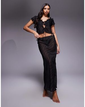 ASOS Chiffon Beach Maxi Skirt - Black