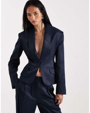ASOS Satin Occasion Ultimate Sculpted Tux Blazer Co-ord - Blue
