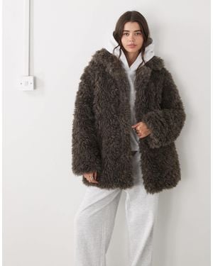 Weekday Oversized Faux Fur Coat - Brown