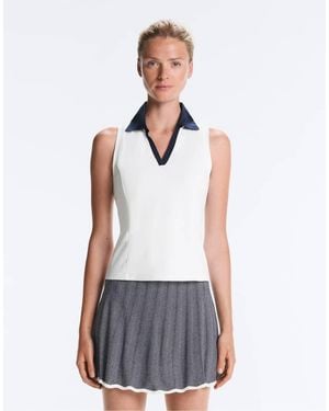 Oysho Contrast Sleeveless Comfortlux Polo Shirt - White