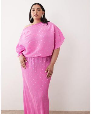 Never Fully Dressed Tilly - robe plissée longue à épaules dénudées - Rose
