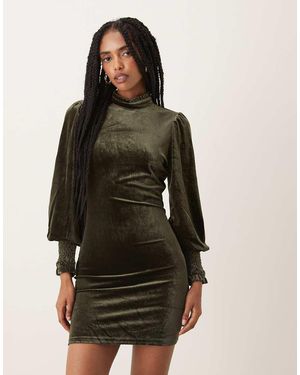 Collective The Label High Neck Open Back Mini Dress - Green