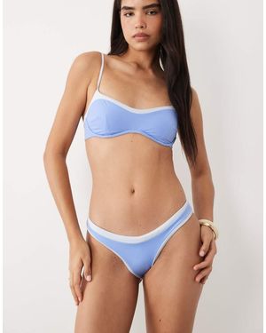 Tala Contrast Mid Rise Bikini Bottoms - Blue