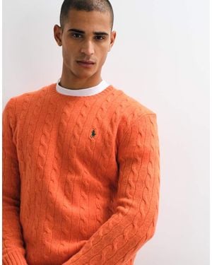 Polo Ralph Lauren Icon Logo Rijke Wollen Kabeltrui - Oranje