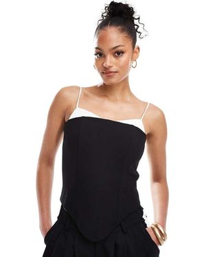Extro & Vert Tall Corset Top With Black Bra Detail