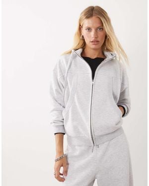ASOS Cropped Co-Ord Sweatshirt Met Ritssluiting Aan De Voorkant - Wit