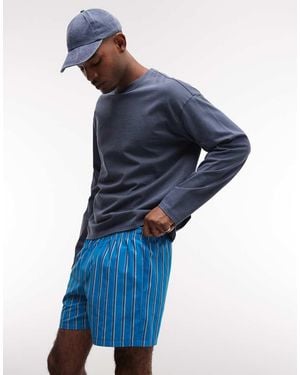 Reclaimed Vintage Pyjama Style Shorts - Blue