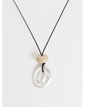 ASOS Corded Necklace With Resin And Circular Pendants - White