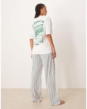 ASOS Asos Design Tall Oversized Tee And Wide Leg Trouser - White