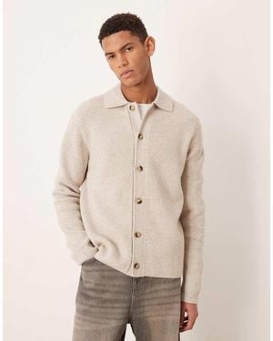 Mango Cárdigan Con Cuello Tipo Polo De Punto De -Neutro