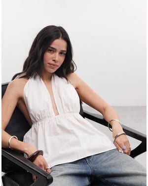 Monki Halterneck Babydoll Top - White