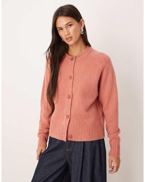 Threadbare Cárdigan Empolvado Con Cuello Redondo De - Rojo