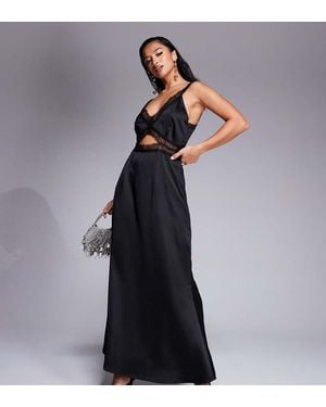 Never Fully Dressed Petite Mimi Lace Cut-out Slip Maxi Dress - Blue