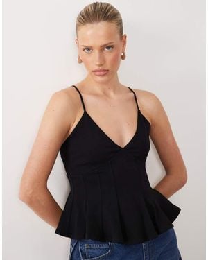 Gina Tricot Peplum Singlet Top - Black