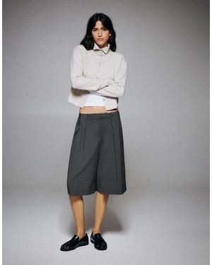 Pull&Bear Bermuda Sartoriali A Pieghe Scuro - Grigio