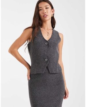 Vero Moda Chaleco Gris Jaspeado De Punto Suave De (Parte De Un Conjunto) - Negro