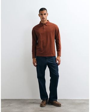 SELECTED Waffle Long Sleeve Polo - Red