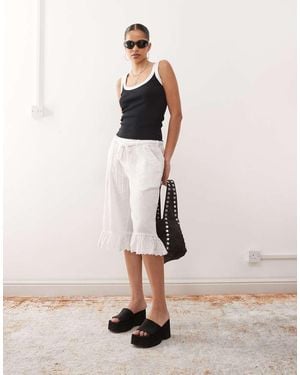 Collusion Ruffle Hem Cropped Trouser - Natural