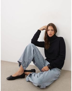 ASOS Premium 100% Merino Wool Roll Neck Sweater - Blue