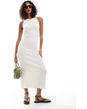 Stradivarius Halter Midi Dress - White