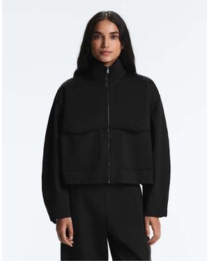 Oysho Boxy Neoprene-effect Jacket - Black