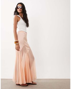 ASOS Satin And Chiffon Mix Fishtail Skirt - Pink