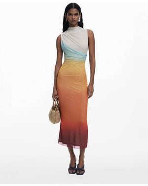 Desigual Ombre Tulle Dress - Yellow