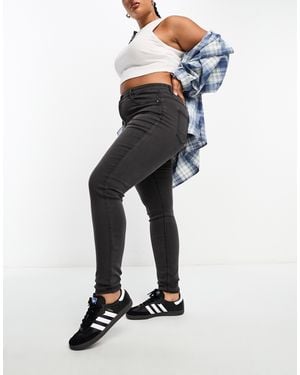 Noisy May High Waisted Skinny Jeans - Gray
