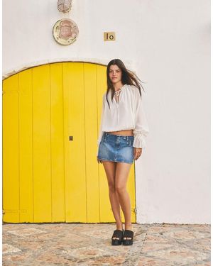Bershka Denim Mini Skirt - Yellow