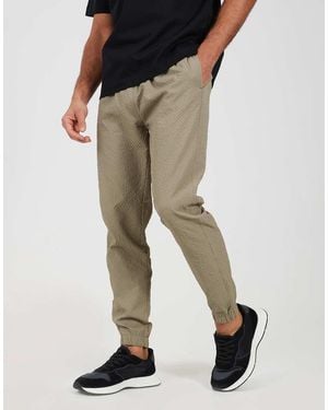 Brave Soul Seersucker Cuffed Trousers - Natural