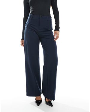 Bershka Petite High Waisted Wide Leg Tailored Trousers - Blue