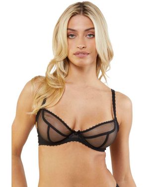 Playful Promises Grace Supportive Plunge Net Bra - Natural