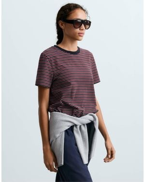 Oysho Gestreiftes t-shirt mit kurzen ärmeln - Rot