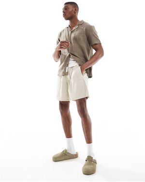 Only & Sons Pantalones Cortos Beis De Estilo Worker De Mezcla De Lino De -Neutro
