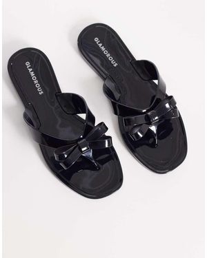 Glamorous Jelly Teenslippers Met Strik - Blauw