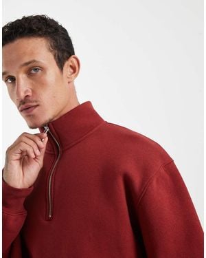 ASOS Felpa Oversize Squadrata Rossa Con Zip Corta - Rosso