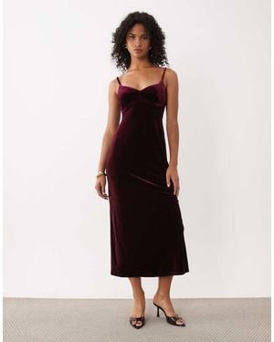 New Look Velvet Strappy Midi Dress - White