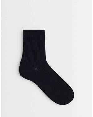 Pieces Ribbed Ankle Socks - Blue
