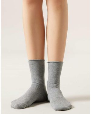 Calzedonia Non-Elastic Cotton Ankle Socks - White
