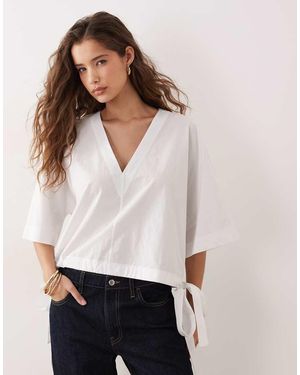 ARKET Short Sleeve V-neck Blouse - White