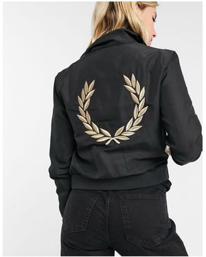 Fred Perry Chaqueta Harrington negra con forro - Negro