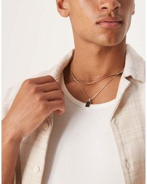 ASOS 2 Pack Necklace With Enamel Pendant - Natural