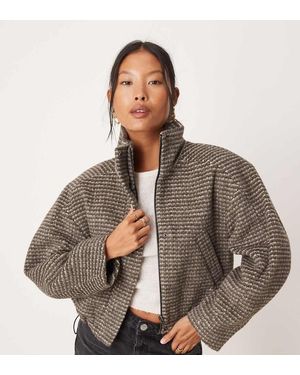 ASOS Asos Design Petite Funnel Neck Formal Bomber - Brown