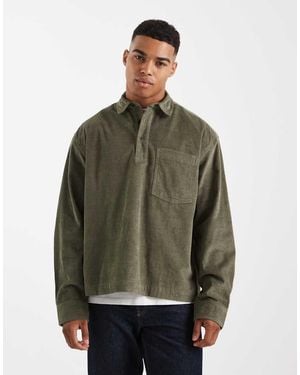 ASOS Boxy Oversized Cord Rugby Shirt - Green