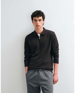 Jack & Jones Polo A Maniche Lunghe Con Zip - Nero